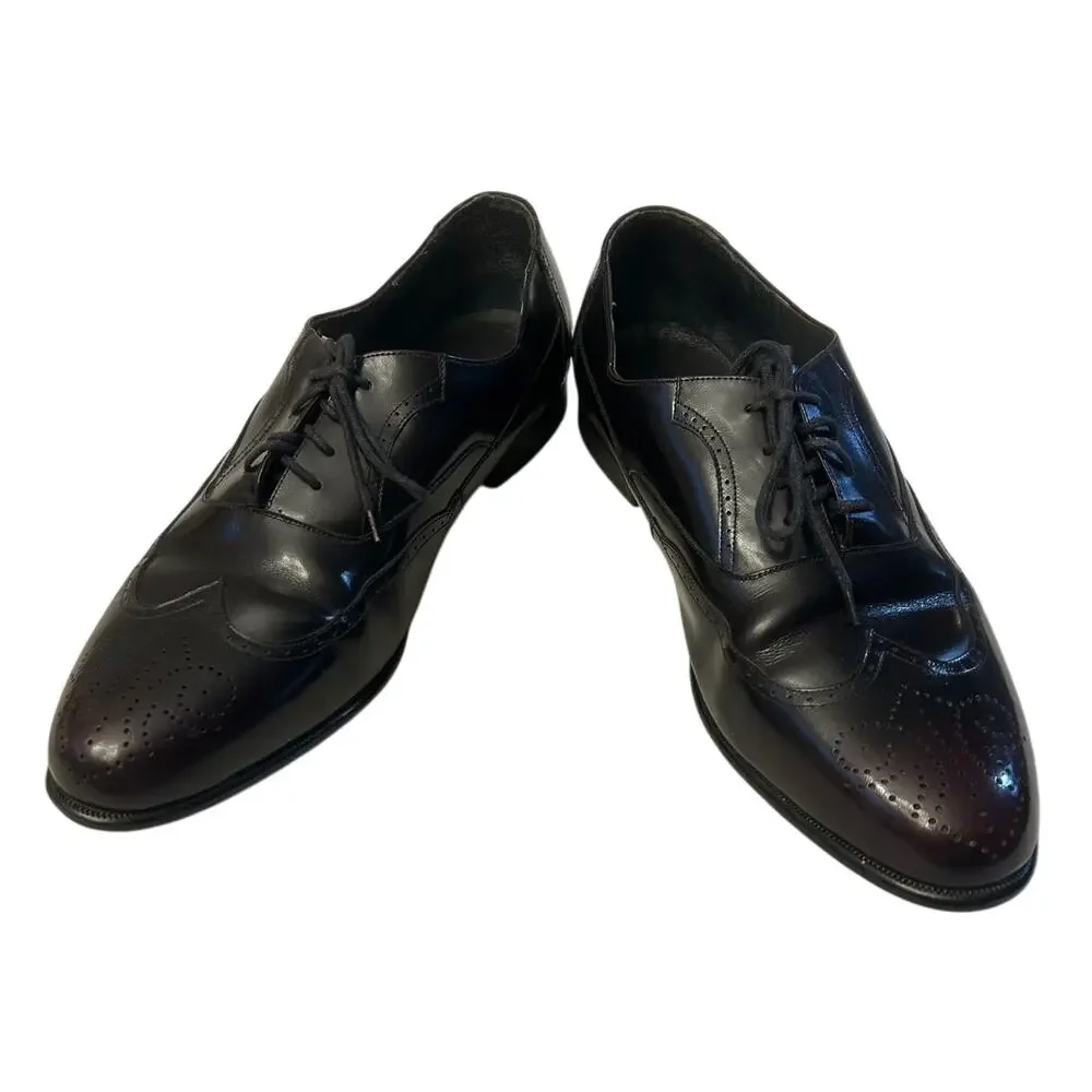 Verde International Dress Shoes Men's Wing Tip Oxford Size 12 Dark/Cherry Brown